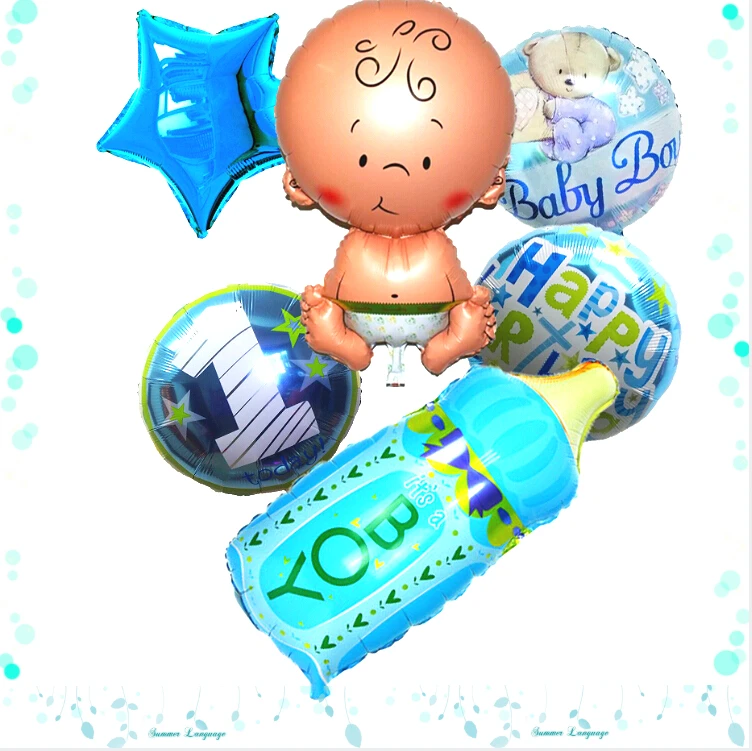 new 1st baby birthday set 6pcs/lot balloons air helium Angel Baby