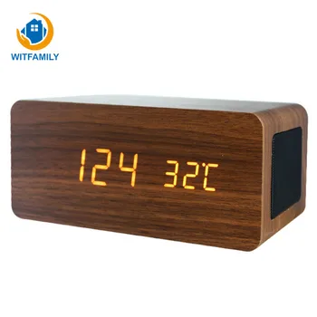 

Wireless Bluetooth Alarm Clocks suport aux Large Screen Electronic wooden Clock Multifunction LED soonze watch usb charge