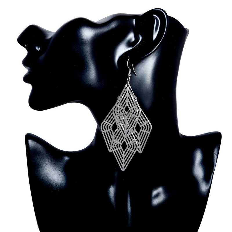 

H:HYDE Bohemian long earrings for women hollow square earring brand simple alloy drop earings fashion jewelry accessories