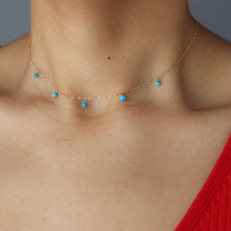 Модные ожерелья, массивные богемные ювелирные изделия, синее ожерелье с природным камнем, колье для женщин, праздничные аксессуары