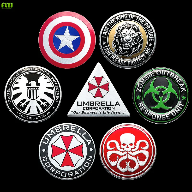 FLYJ 3D motorcycle Metal Marvel Car Stickers Agents of