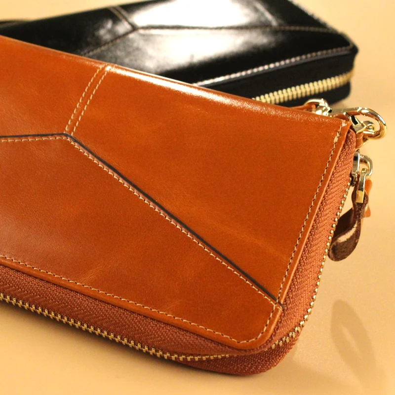 Женский кошелек из натуральной кожи на молнии с отделением для телефона|leather wallet