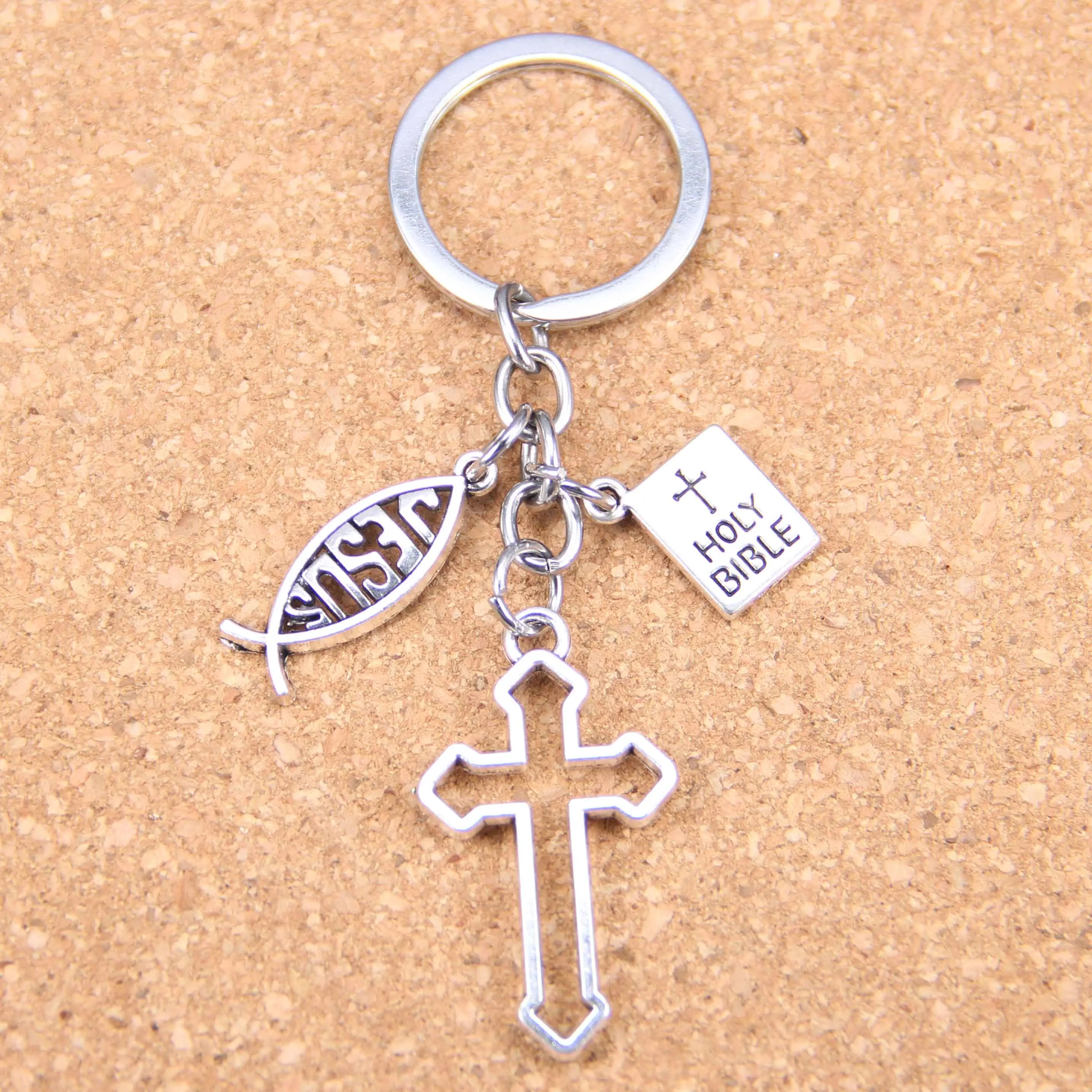 

New Fashion DIY Keychain jesus cross book holy bible Pendants Men Jewelry Car Key Chain Souvenir For Gift