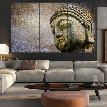 

3 Pcs Abstract Buddha Poster Paintings Wall Home Decor Portrait Picture Canvas Painting Calligraphy For Living Room Bedroom