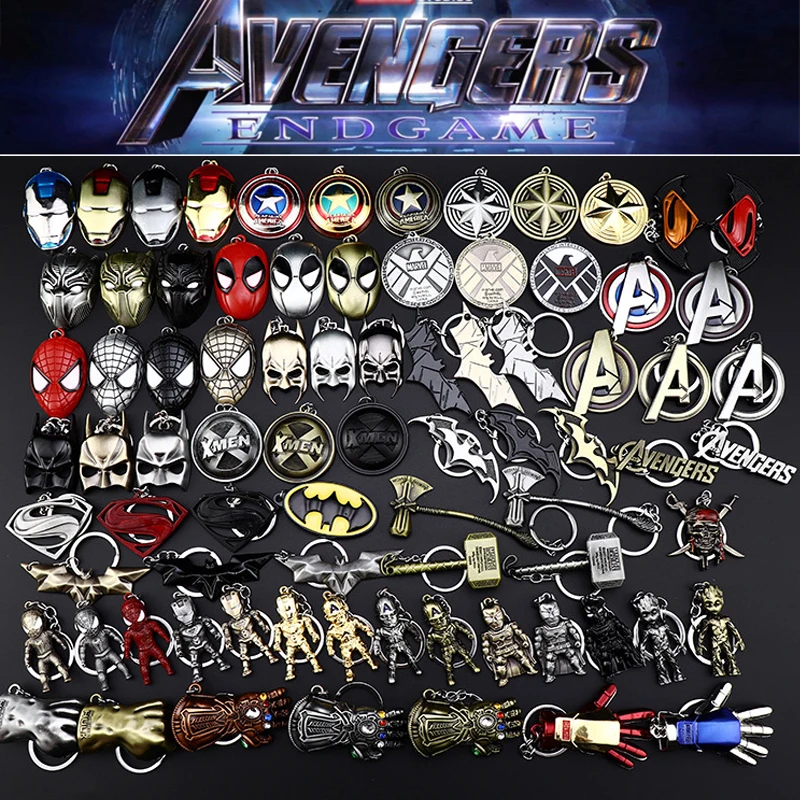 

10pcs Avengers New Iron Man Tony Stark Keychain Marvel The Avengers 4 Endgame Quantum Realm Series Key Ring Car Key Chain