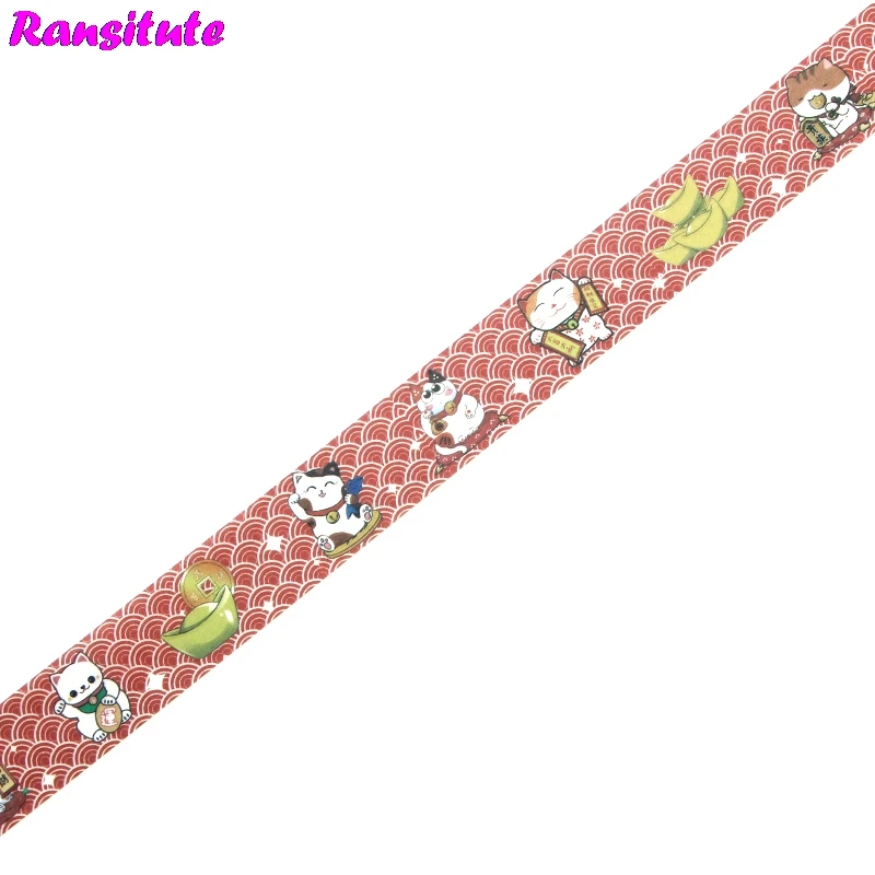 Ransitute R471 Lucky Cat Цвет Washi клейкая лента ручной DIY декоративная бумажная лента Съемная клейкая лента