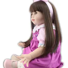 Фридолин reborn для маленьких девочек куклы/Силиконовые reborn младенцев bonecas длинные волосы модное фиолетовое платье реалистичные детские игрушки