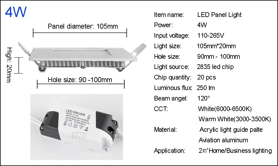25W Square LED Panel Light Recessed Kitchen Bathroom Ceiling Lamp AC85-265V LED Downlight Warm WhiteCool White Free shipping (6)