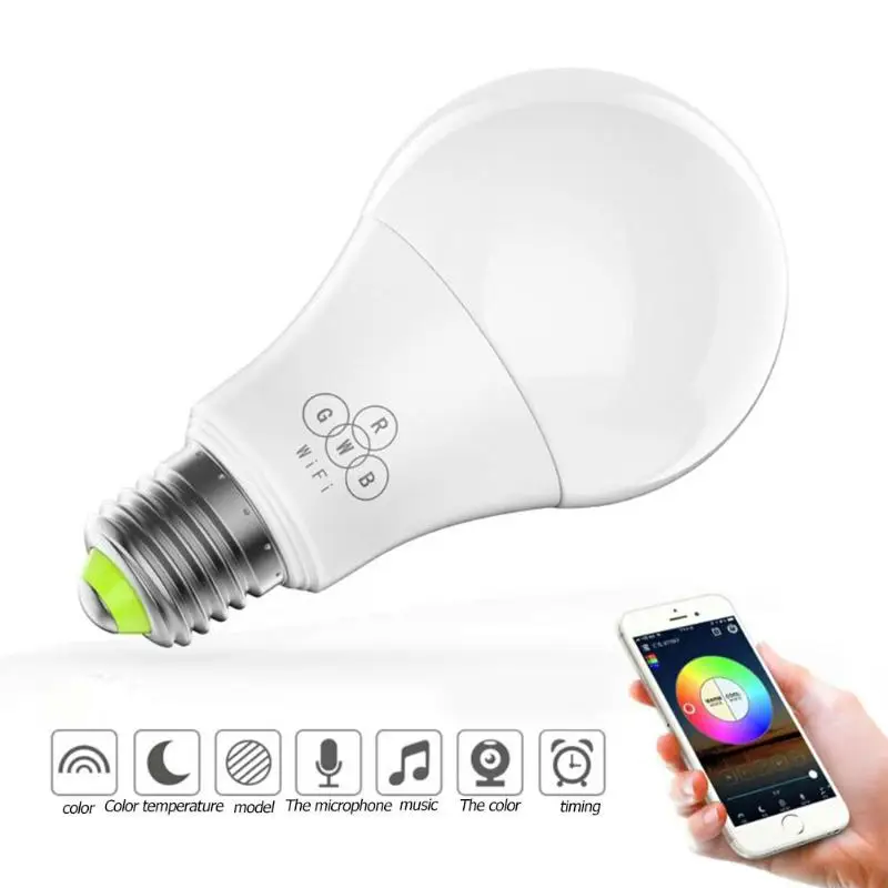 4,5 Вт wifi умная лампочка RGB лампа с пультом ДУ голосовое дистанционное управление 40 м