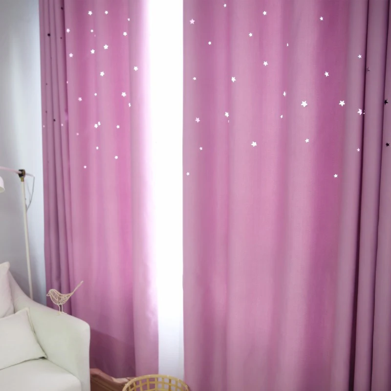 

Laser Cutting Stars Navy Blackout Curtain Thermal Insulated Out Star Window Treatment for Kids and Nursery Rooms Decoration