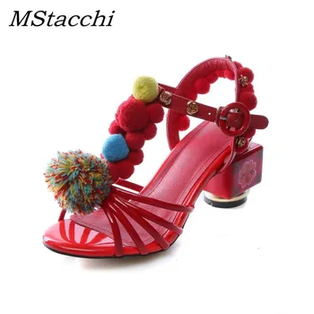 

MStacchi Fashion Chinese Style Brand Shoes Genuine Leather Flowers Ankle Strap Buckle Women Sandals Peep Toe Crystal Luxury Shoe