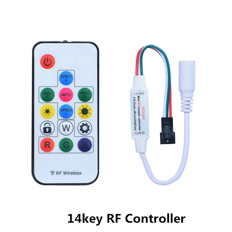 Светодиодный пиксельный контроллер DC5V-24V 14key/17key/21key дистанционный RF/IR беспроводной мини-контроллер WS2811/WS2812B цифровой светильник