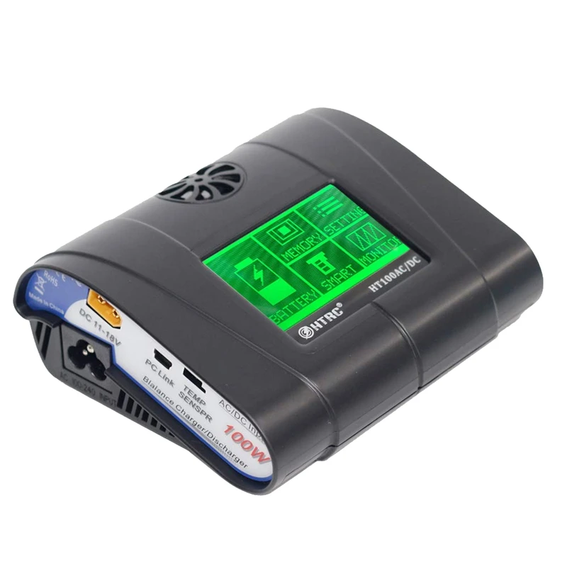 Black AABB-HTRC Eu Plug Lipo зарядное устройство 100 Вт 10A Ac/Dc Ht106 нажатие на экран Rc хобби баланс зарядное устройство Dis зарядное устройство для Lipo Li-Hv Lilon Life - Цвет: Black