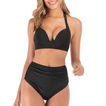 Летние пикантные модные женские туфли Двойка купальные костюмы топ с оборками с НИЗ с высокой талией набор бикини-танкини Switmsuit купальники N20