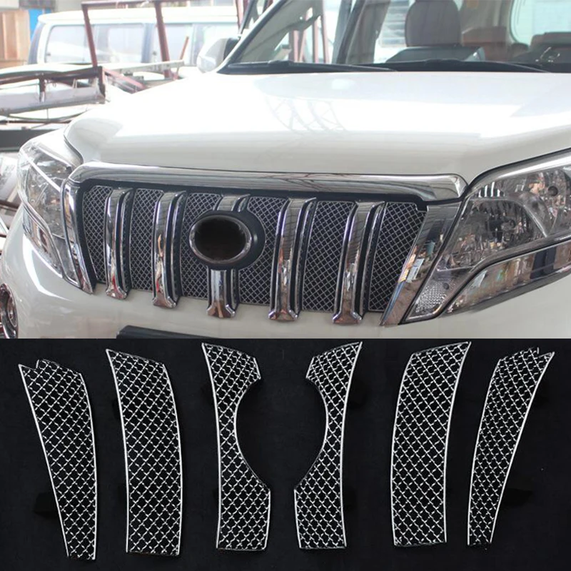 Honeycomb Front Grille Mesh Cover Trim 8pcs For Toyota Prado FJ150 2010-2013