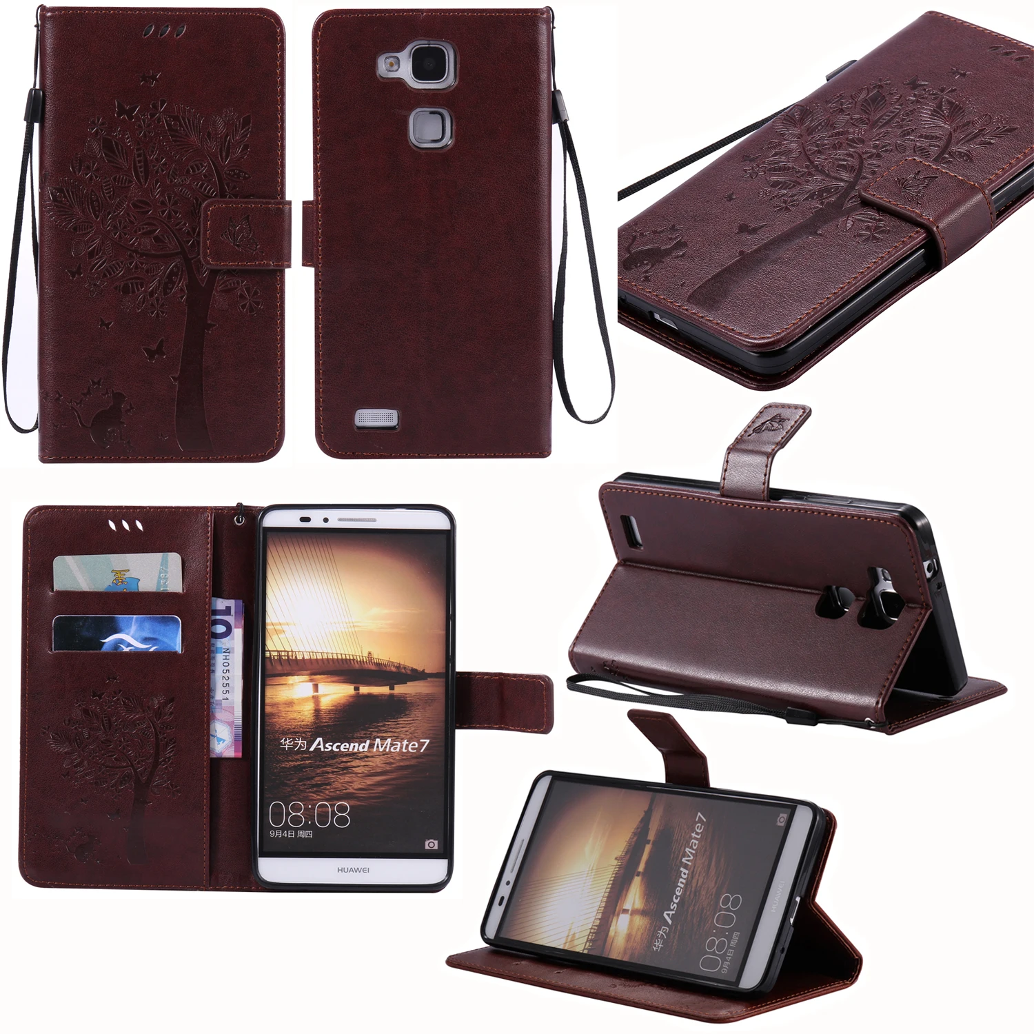 

Flip Case For Huawei Mate7 MT7-L09 MT7-TL10 Luxury Embossed Leather Wallet Cover Case For Huawei Mate 7 Coque 6.0" Ascend Mate7