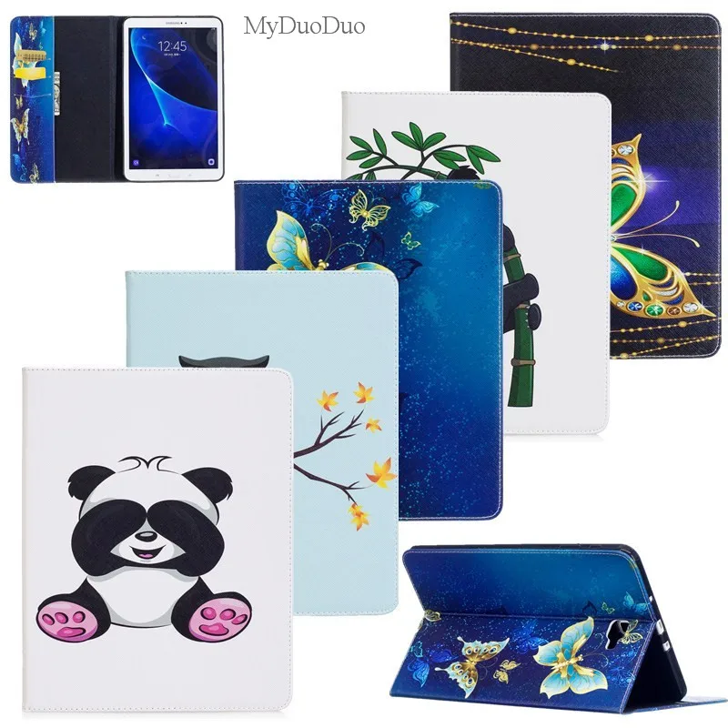 

Tablets Cases For Samsung Galaxy Tab A A6 10.1 2016 SM T580 T585 T580N Stand Wallet PU Leather Tablet Cover Plate Girl Kids+Film