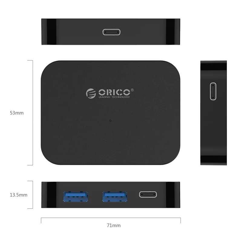 ORICO type-C 4 порта USB3.0 мини-концентратор Поддержка OTG функция 5 Гбит/с SuperSpeed type-C USB3.1 для ноутбука Настольный Mac PC(TC2U-U3