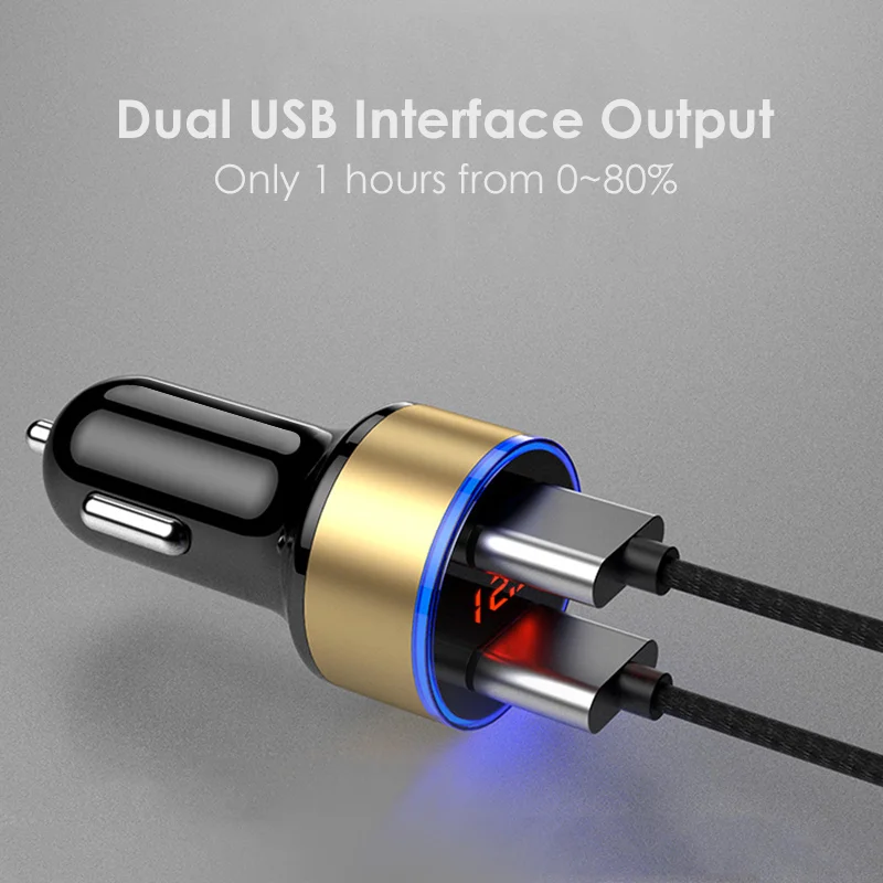 تحلق فوق 5 V 3.1A شاحن سيارة مع LED عرض عالمي مزدوج USB الهاتف سيارة-شاحن لهواوي سامسونج S8 فون X 8 زائد شاحن