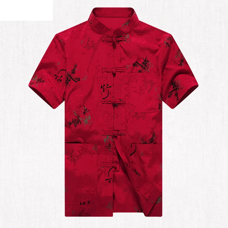 Красный бренд Новое поступление китайские традиционные мужские хлопковые кунг-фу рубашки Топы M L XL XXL 3XL MS2015018