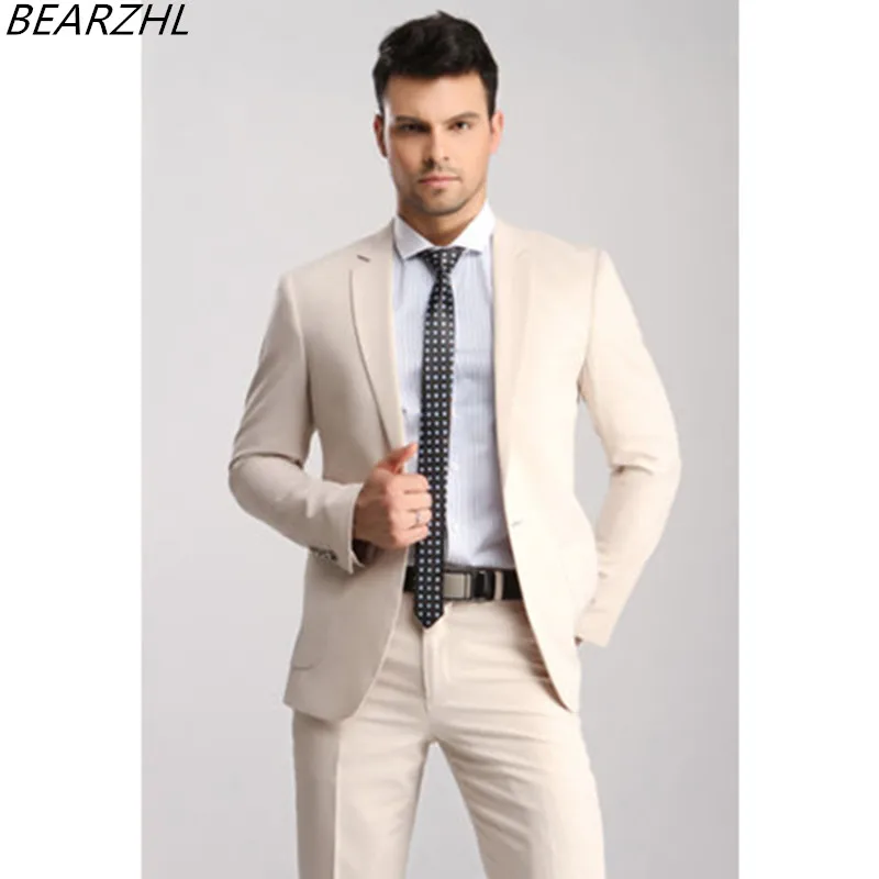 

men designer suits for groom tuxedo beige custom made suit prom wear dress business suit