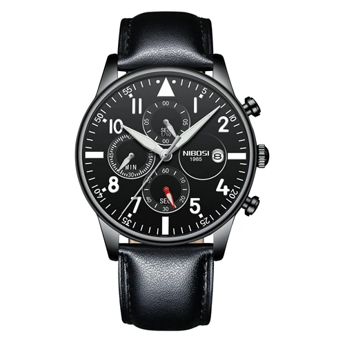 Мужские часы NIBOSI водонепроницаемые кварцевые деловые мужские часы лучший бренд Роскошные Часы повседневные военные спортивные часы Relogio Masculino - Цвет: Leather 19