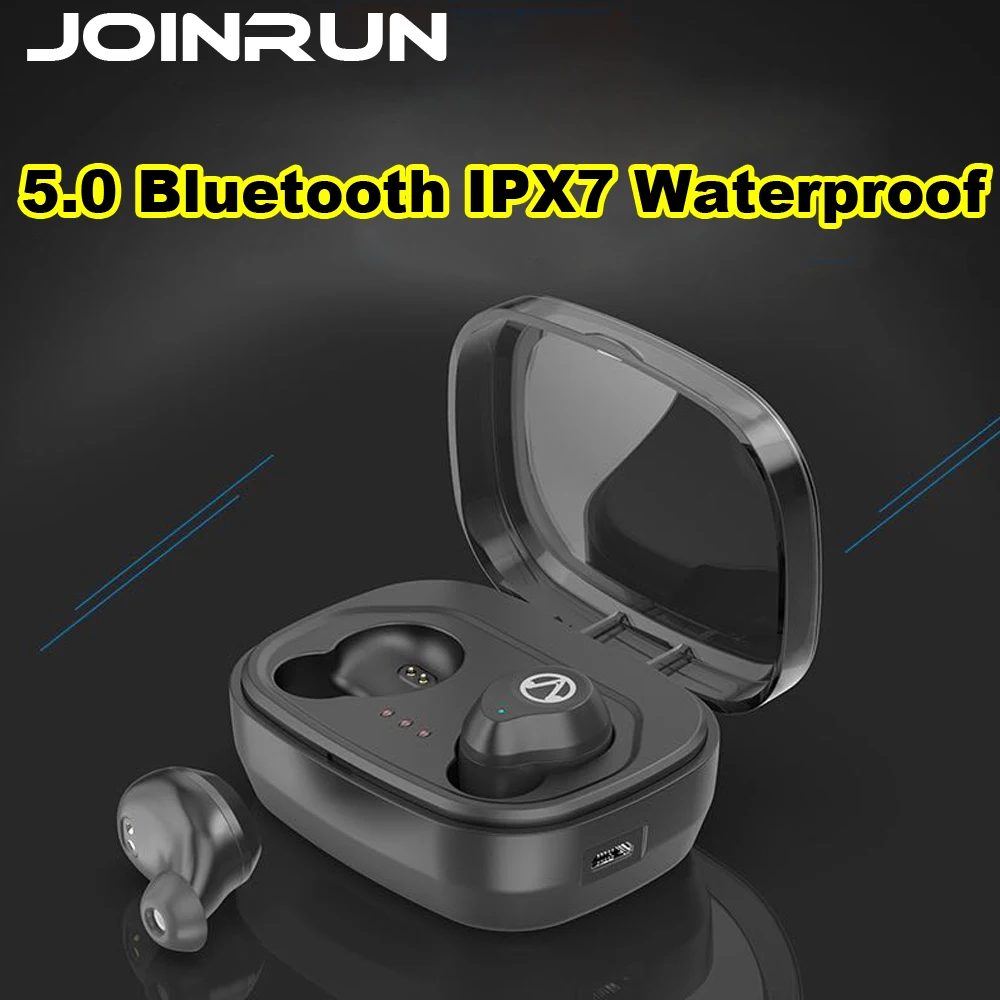 

JOINRUN Bluetooth Earphone TWS 5.0 Touch Control Stereo Music In-ear Type IPX7 Waterproof Wireless Earbuds with Charging box