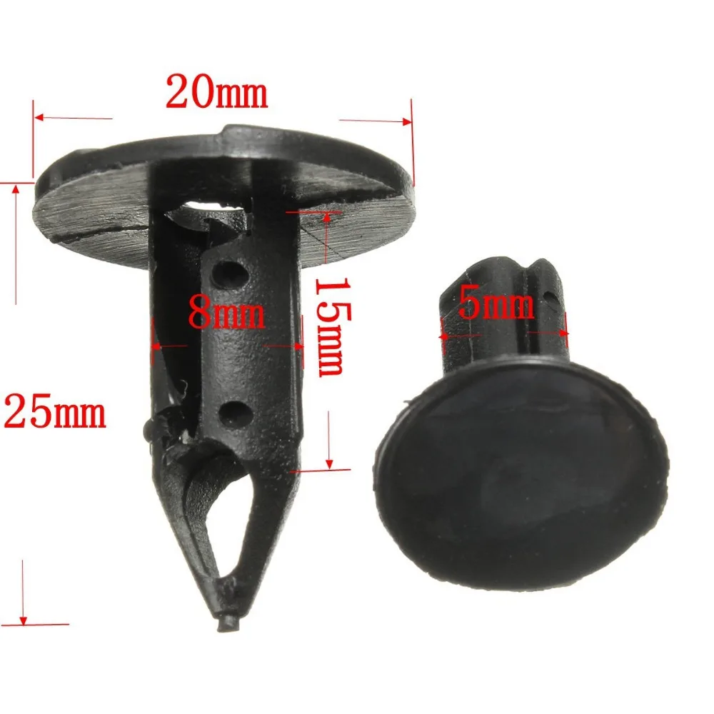 100pcs Black Trim Liner Fender & Wheel Flare Moulding Fastener Rivet