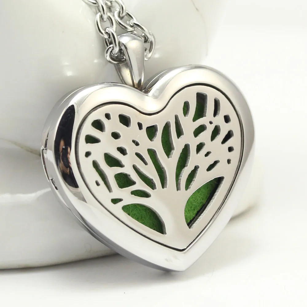 Heart Shape Stainless Steel Tree Of Life Aromatherapy Aroma Essential