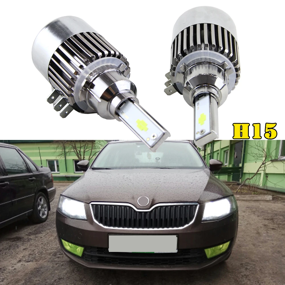 

2x H15 72W 7600Lm Wireless Led Car Headlight Lamp Conversion Kit Driving Bulb For Vw Audi BMW Golf 7 Car Light Sourcing