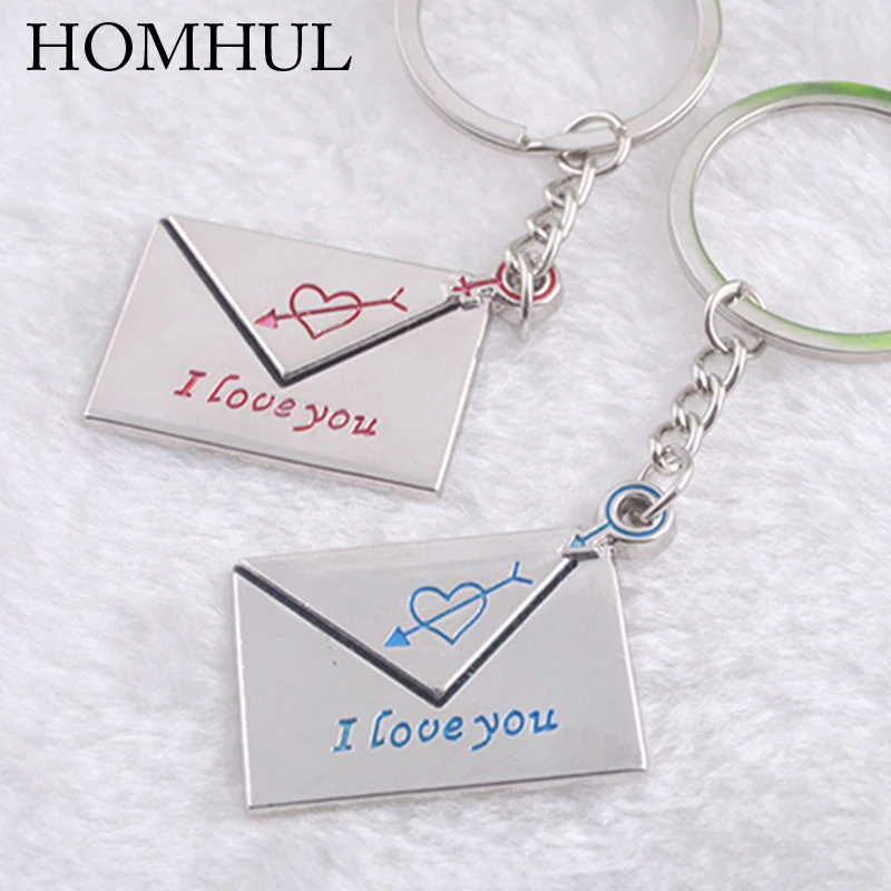 HOMHUAL Fashion Alloy Lover Envelope Keychain Wholesale Charming