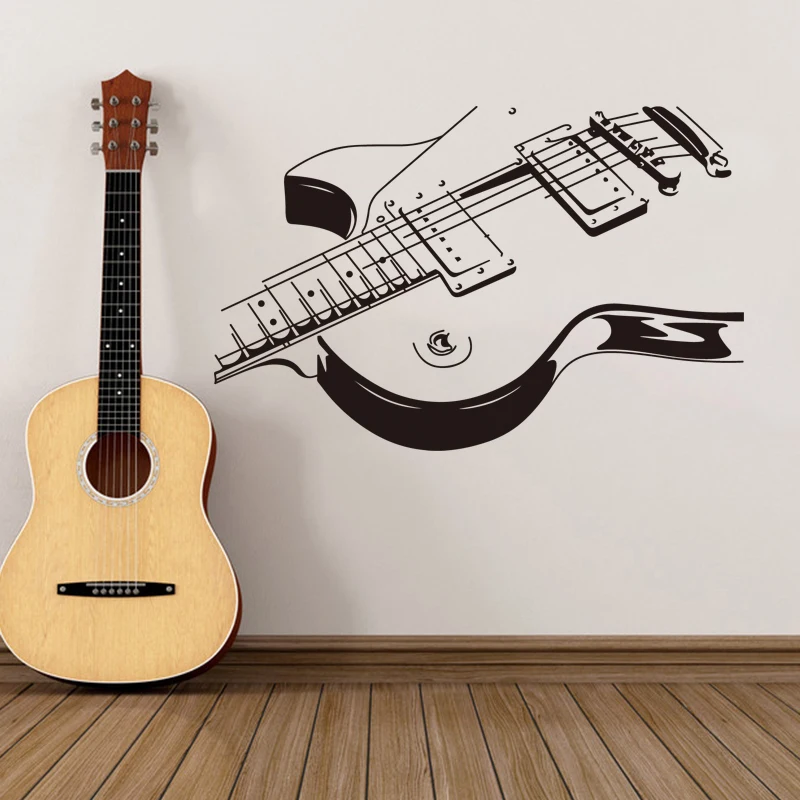 Art Design Home Decoration PVC Guitar Wall Sticker Removable House