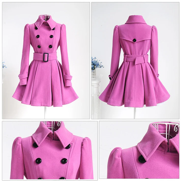 Aelegantmis Autumn Winter Vintage Woman Wool Coat Classic Long Trench Coat With Belt Office Lady Casual Business Outwear