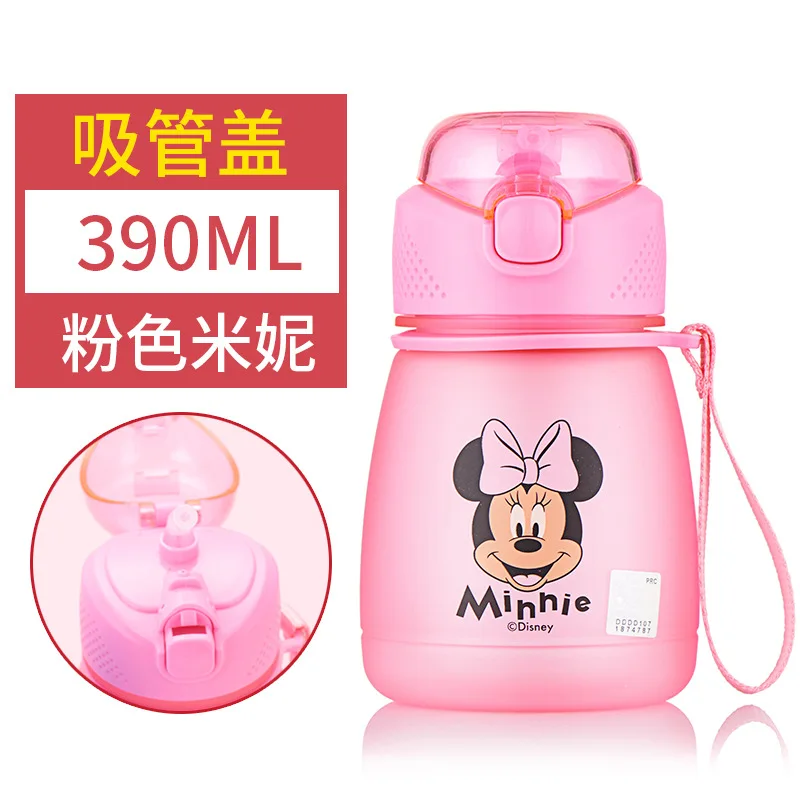 Straw mini 390 мл детская чашка для кормления детей бутылка для воды Минни Микки Маус детская чашка портативная маленькая чашка для кормления ребенка кружка с ремнем - Цвет: Straw mini