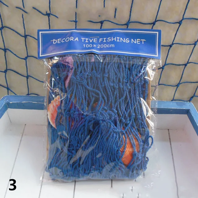 1* 2м стикер для рыбной ловли для рыбы висячие украшения "Средиземное море" Стиль 3D морской морскую тематику дома рыболовные сети настенный Декор Морской висячий реквизит - Цвет: blue with shelf