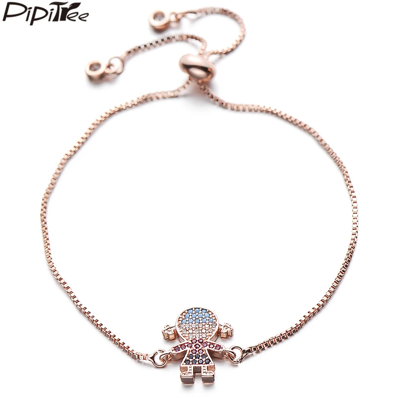 

Pipitree Colorful Cubic Zircon Boys and Girls Bracelet Adjustable Chain Charm Couple Bracelets for Women Men Girls Boys Jewelry