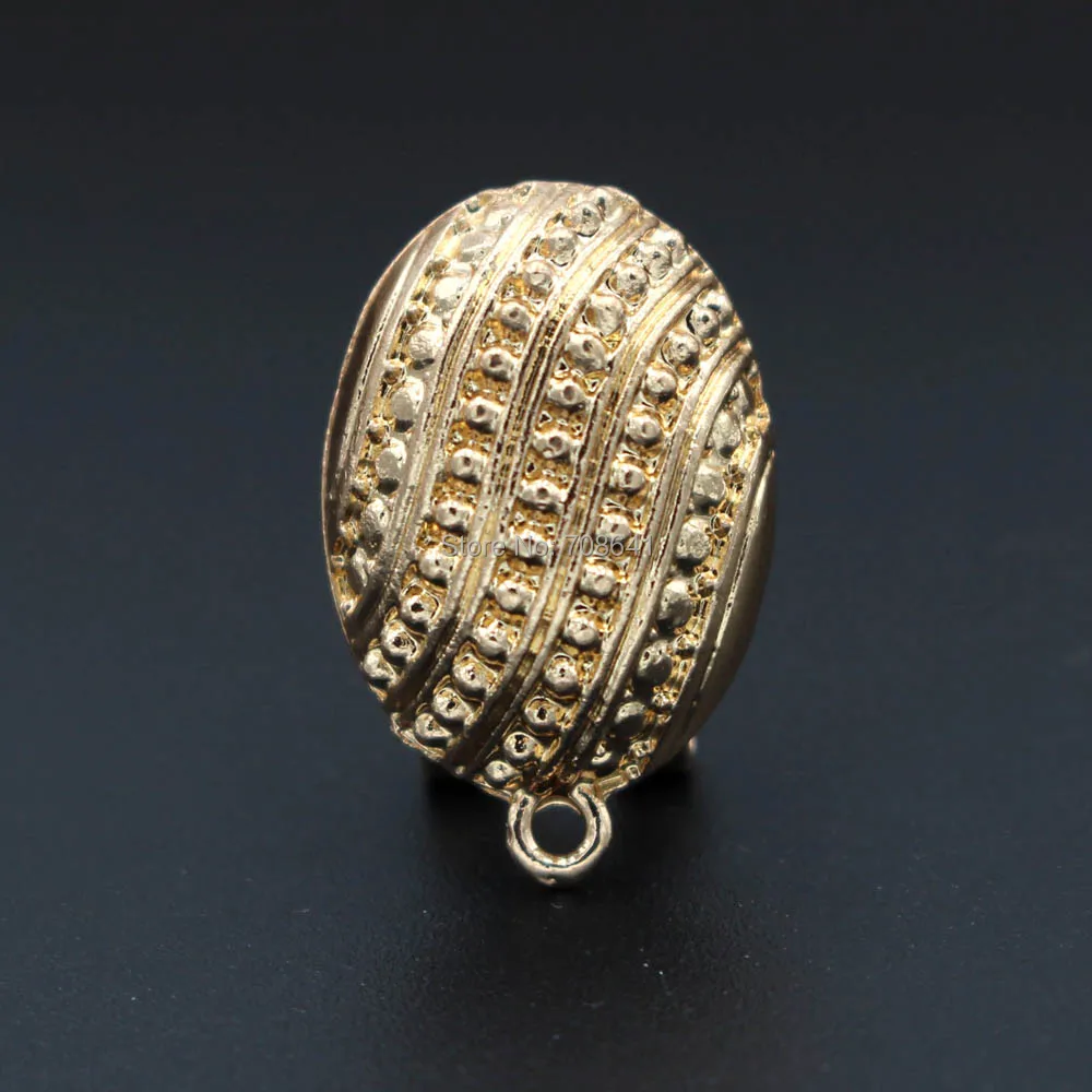 Metal Clip Earring Post with Loop Hanger 14*22mm Hollow Oval DIY