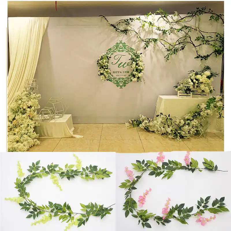 シミュレーション藤の花串 2 メートルロング木つる装飾花籐偽花ストリップ結婚式ホーム Gardendecoration Artificial Dried Flowers Aliexpress