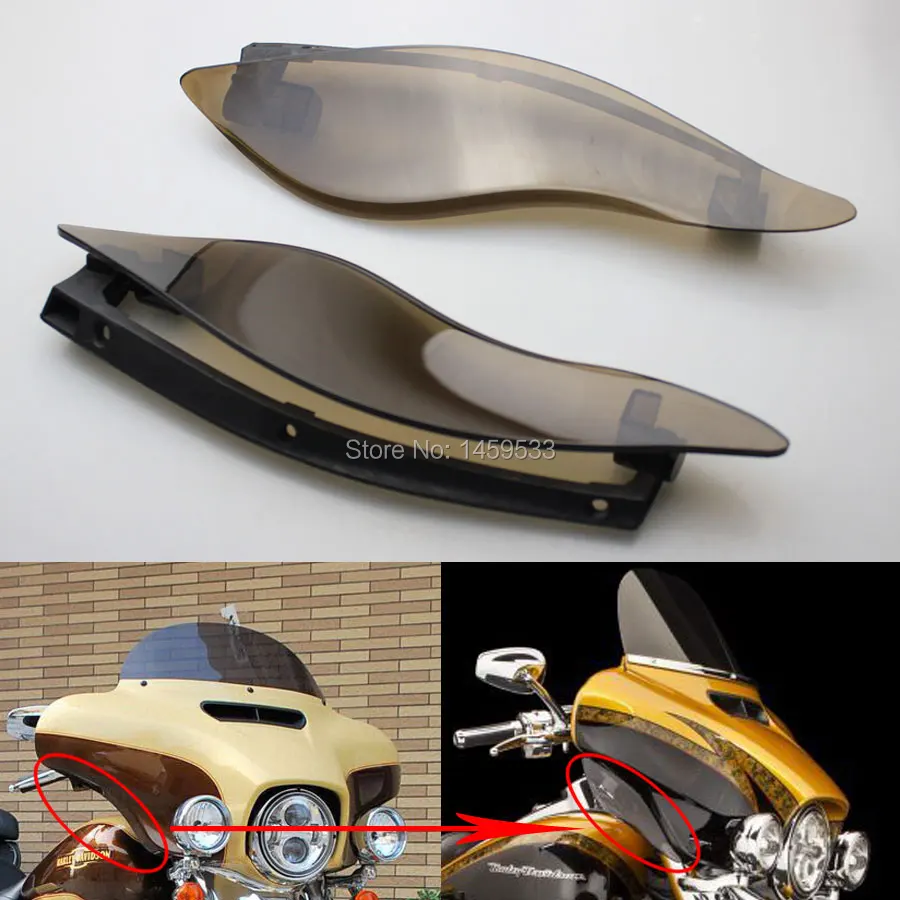 

Smoke ABS Plastic Motorcycle Upper Outer Fairing Side Wings Air Deflectors Fits For Harley Touring 2014 2015 2016