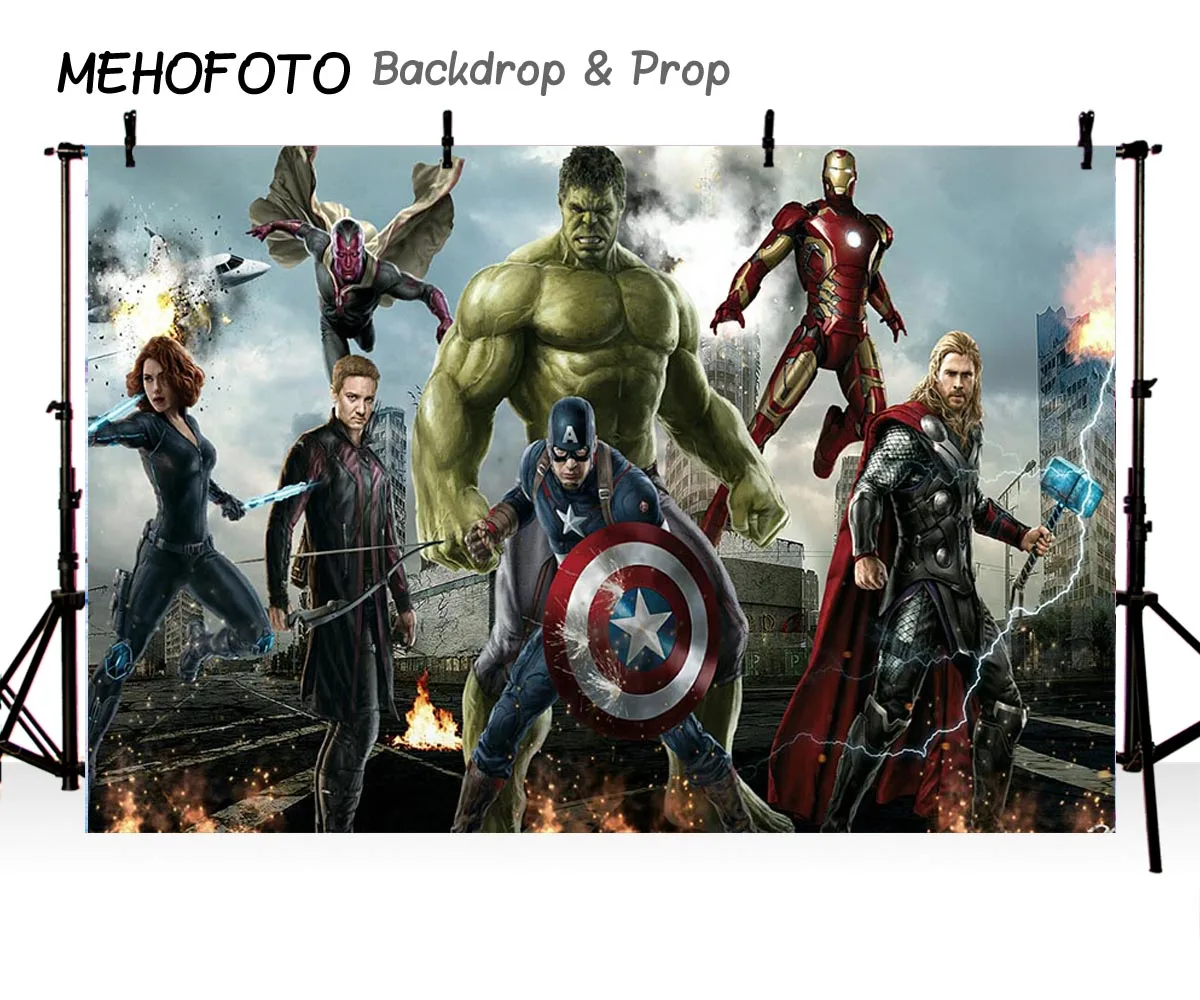 

MEHOFOTO Movie Characters Vinyl Photography Backdground Superhero Avengers Spinderman Iron Man Children Backdrops LV-385