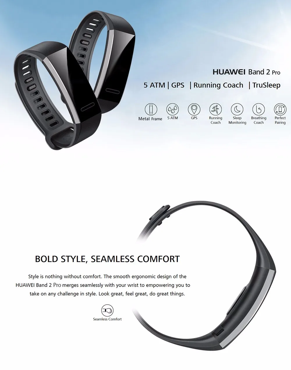 Смарт-браслет huawei Band 2 Pro Sports gps, монитор сердечного ритма, напоминание о малоподвижности, спортивный гид, водонепроницаемый браслет IP68