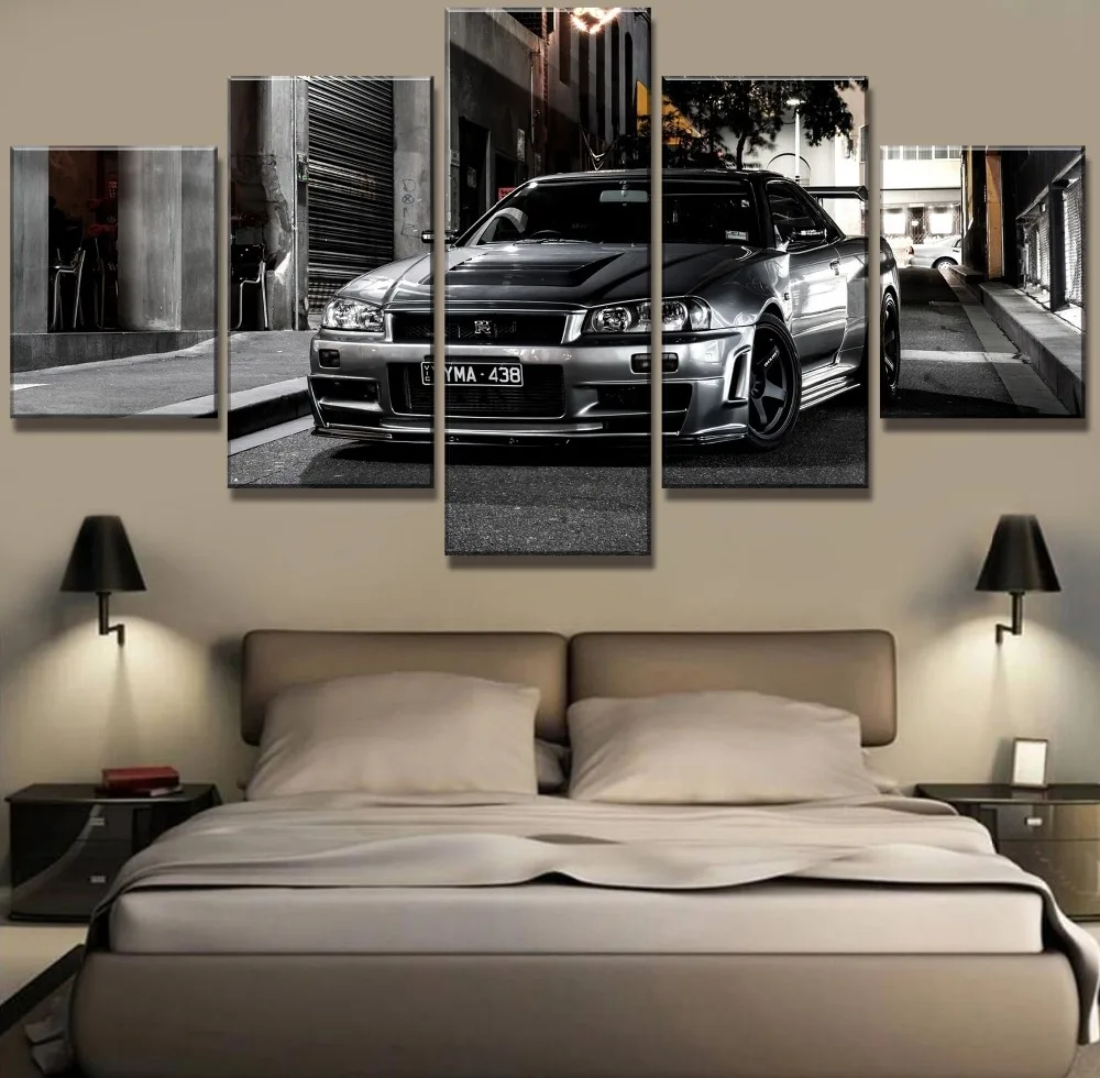 5 Piece HD Print Large Nissan Skyline Car Modern Decorative Paintings on Canvas Wall Art for Home Decorations Decor | Дом и сад