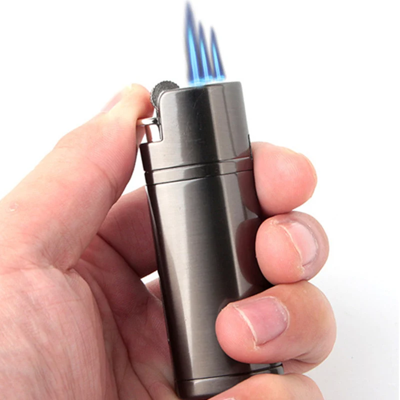 

Torch Cigar Lighter Three Nozzles 3 Fire Jet Butane Metal Welding Turbo Gas Flint Lighter 1300 Outdoor Windproof Pipe Spray Gun