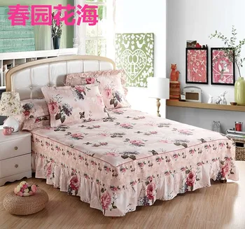 

100% cotton bedspread bed skirt mattress protective case cover print BEDSKIRT ONE PIECE free shipping