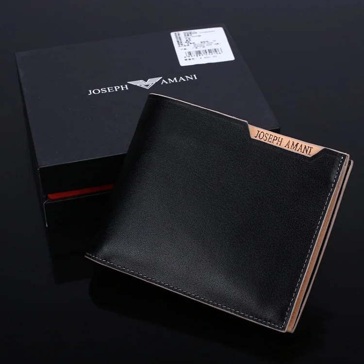

With Box Genuine Leather Black Men Wallets Famous Brand Mens New 2015 Wallet Male Cowhide Wallet Men Fashion Top Purse