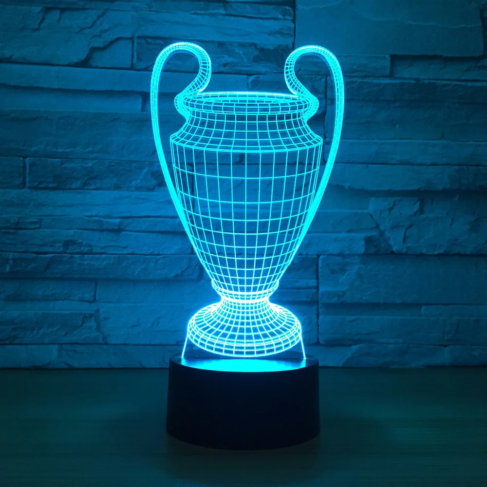  3D Football Cup Trophy Lamp 7 Colors Changing 3D LED Night Light Touch Button USB Baby Bedroom Slee - 32861771427