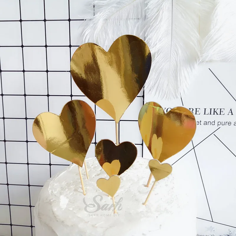 

Laser Gold Silver Patterned Heart Star Collection Cake Topper for Party Decoration Dessert lovely Gifts