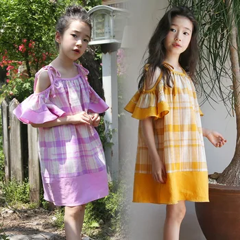 

Baby Princess Dress New Kids 2020 Summer Dress Girls Dresses Children Sling Dress for Toddler Cotton and Linen Plaid Beach,#5226