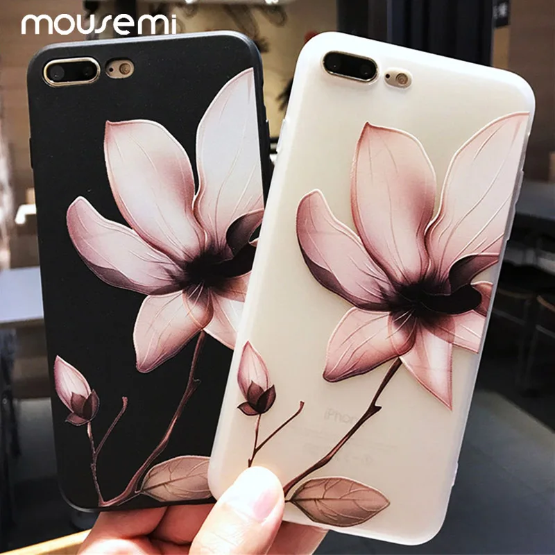 MOUSEMI Luxury 3D Silicone Case For iPhone 6 7 6S 8 Plus 5S SE X XS MAX XR Shockproof Flower Phone Case For iPhone 6 7 Case Girl