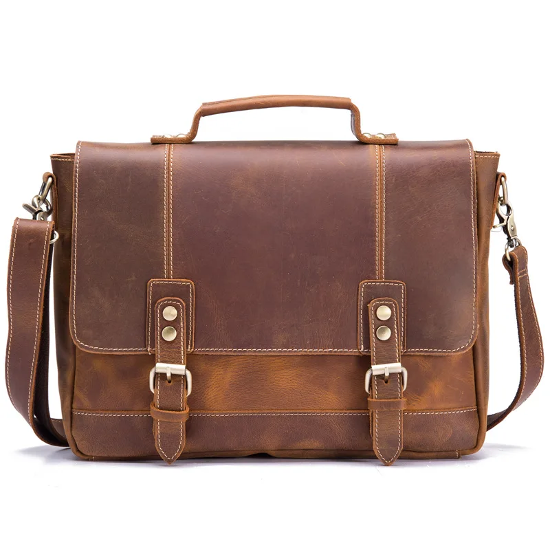 

Foreign trade crazy horse skin men's handbag, hand tide man, Retro Leather, single shoulder, hand-held oblique computer package